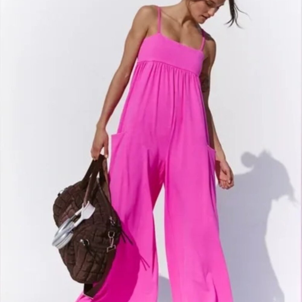 FREE PEOPLE | ✨NEW✨ Hot Shot Strappy Onesie in Candy Pink Sz Small NWT